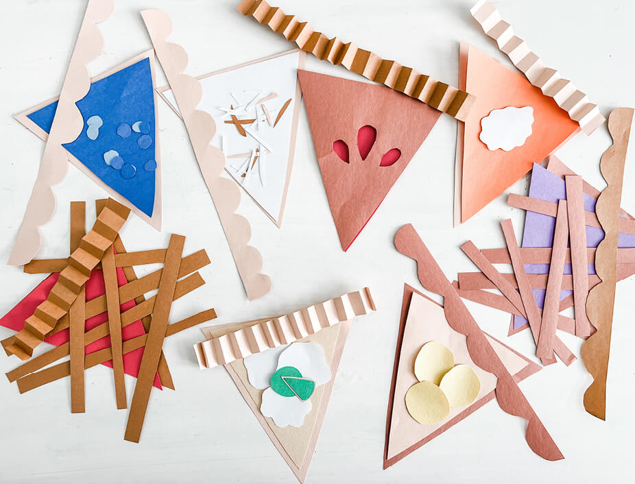 different cutouts to make an assortment of pies out of the construction paper