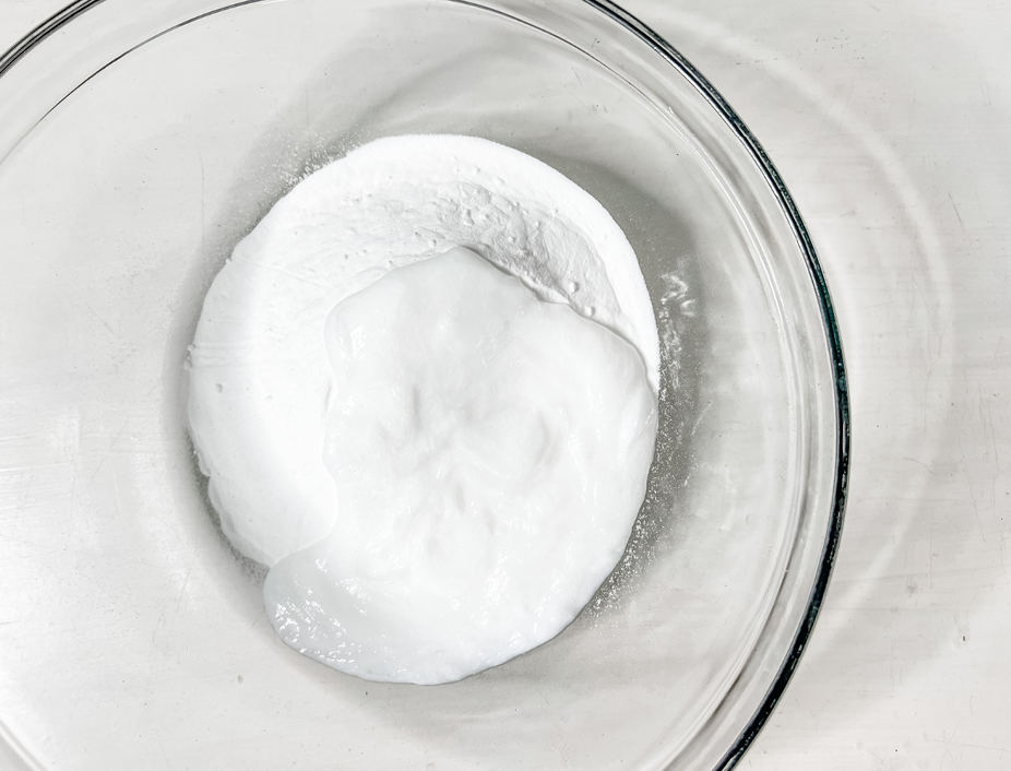 baking soda and conditioner in a mixing bowl