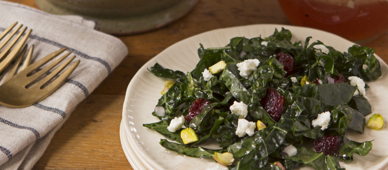 kale-salad-with-cherries-pistachios-and-goat-cheese